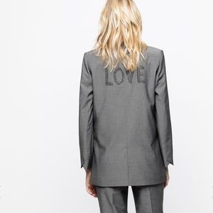 Zadig & Voltaire Viva Bis Love Jacket Blazer Gray size 36 EU / 4 US